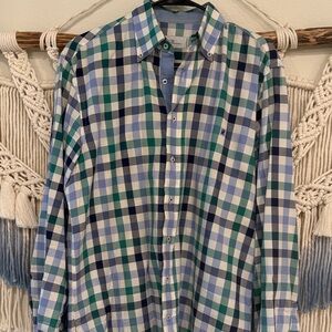Carolina Herrera Blue and Green Checkered Shirt